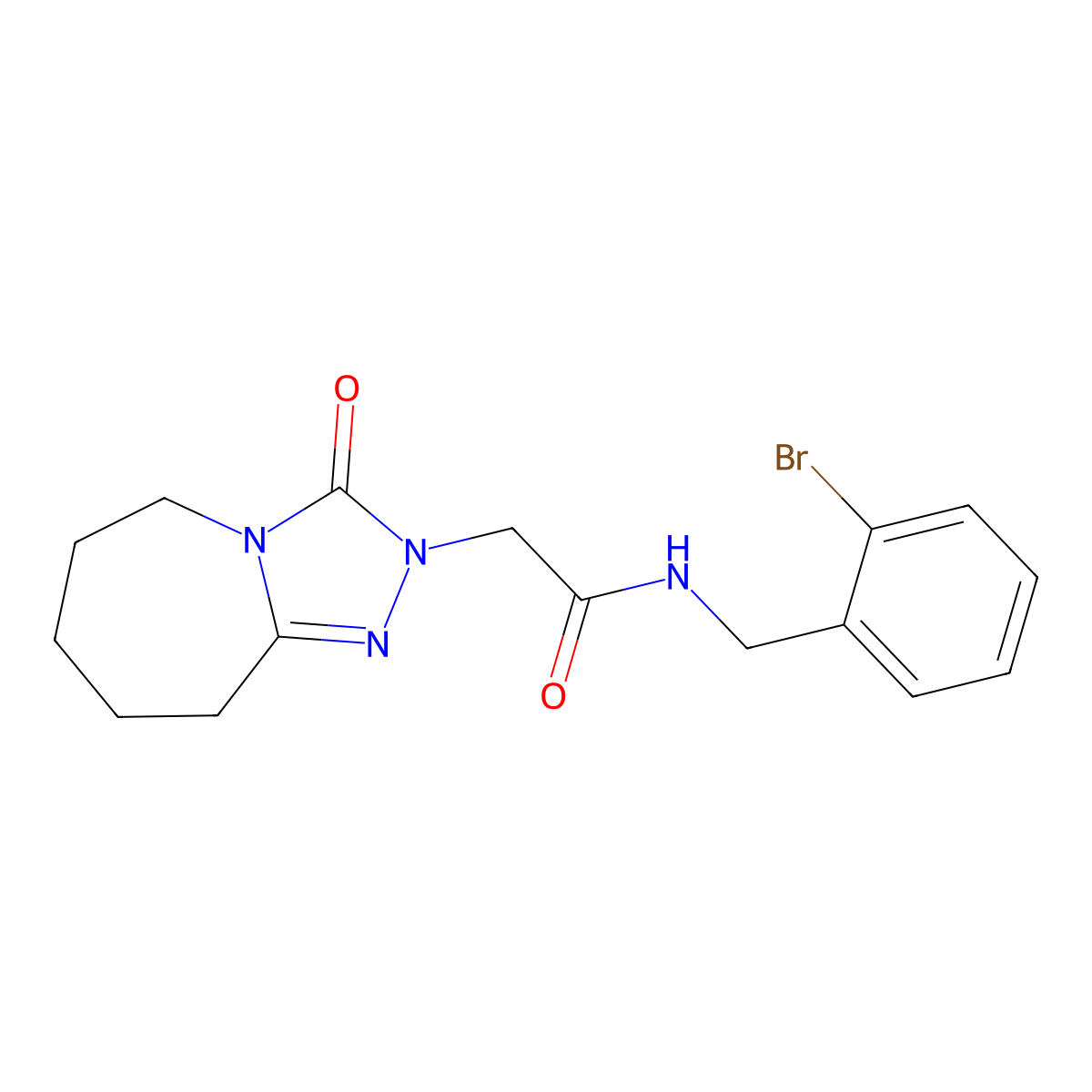 N-[(2-Bromophenyl)methyl]-2-{3-oxo-2H,3H,5H,6H,7H,8H,9H-[1,2,4]triazolo[4,3-A]azepin-2-YL}acetamide molecular structure, CAS 1775491-39-8