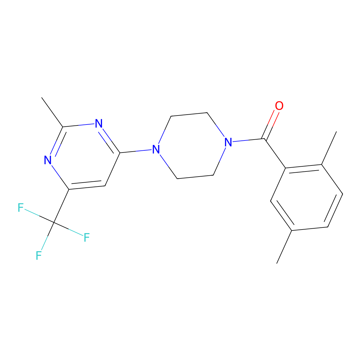 4-[4-(2,5-Dimethylbenzoyl)piperazin-1-yl]-2-methyl-6-(trifluoromethyl)pyrimidine molecular structure, CAS 1775492-08-4
