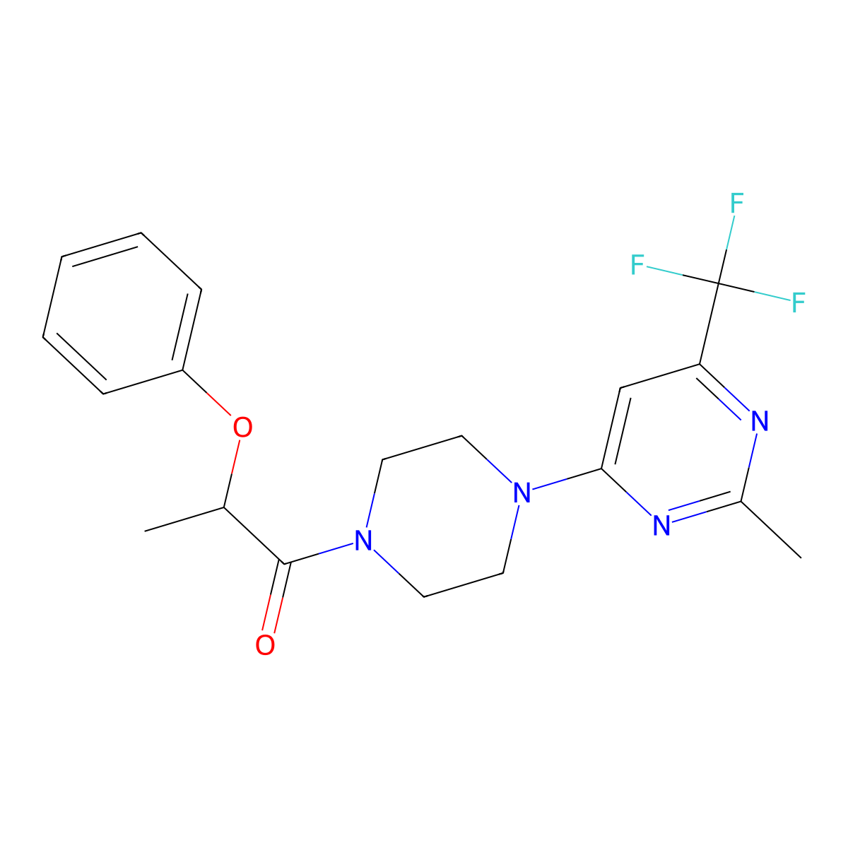 1-{4-[2-Methyl-6-(trifluoromethyl)pyrimidin-4-YL]piperazin-1-YL}-2-phenoxypropan-1-one molecular structure, CAS 1775492-26-6