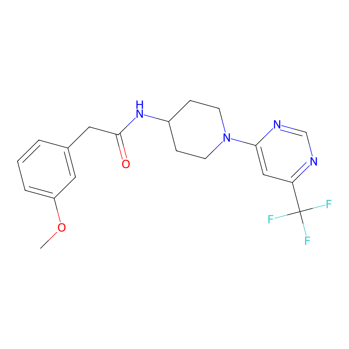2-(3-methoxyphenyl)-N-{1-[6-(trifluoromethyl)pyrimidin-4-yl]piperidin-4-yl}acetamide molecular structure, CAS 1775492-36-8