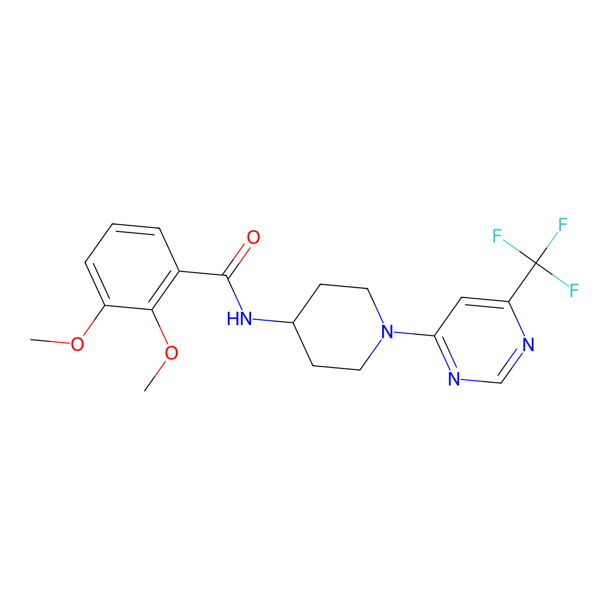 2,3-dimethoxy-N-{1-[6-(trifluoromethyl)pyrimidin-4-yl]piperidin-4-yl}benzamide molecular structure, CAS 1775492-41-5
