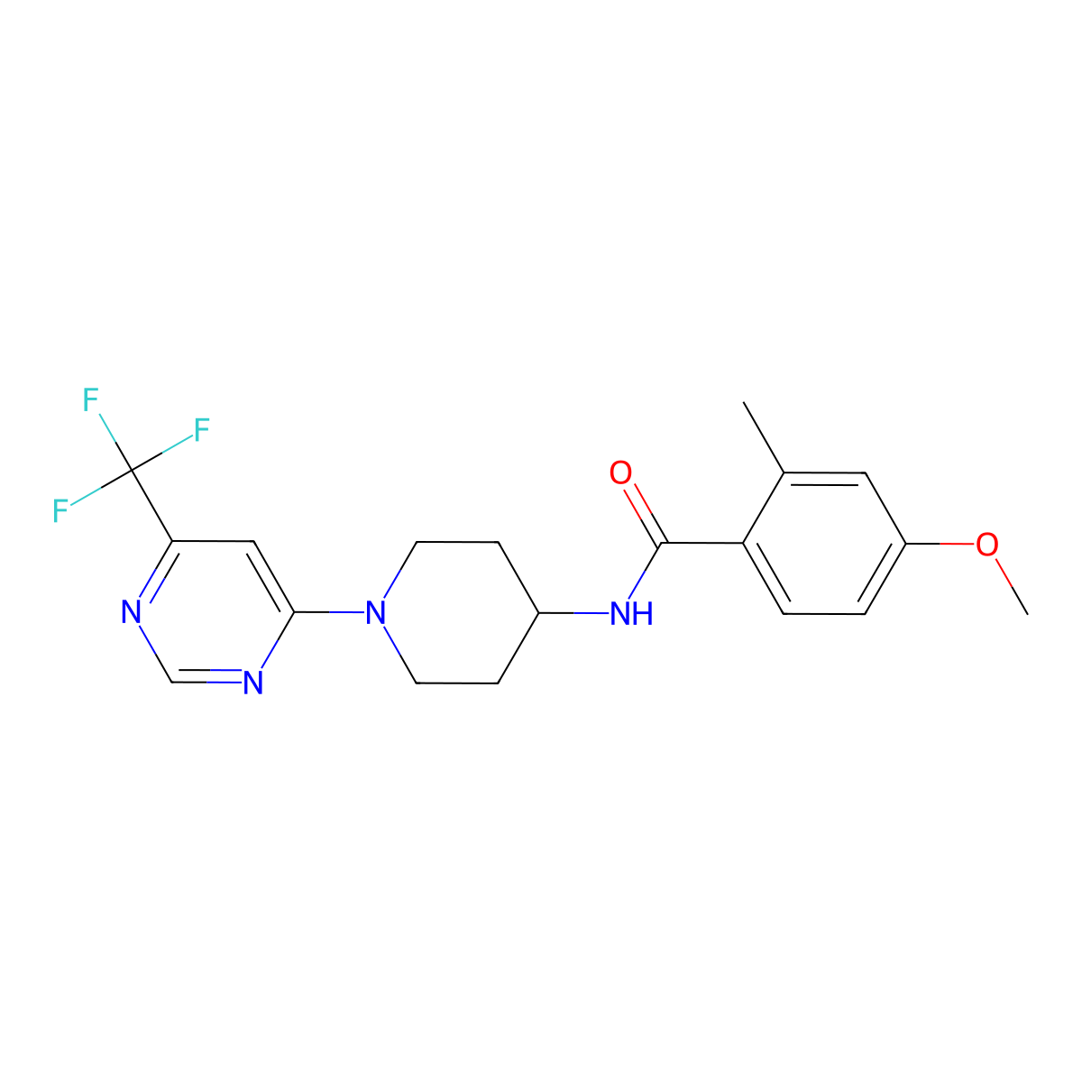 4-methoxy-2-methyl-N-{1-[6-(trifluoromethyl)pyrimidin-4-yl]piperidin-4-yl}benzamide molecular structure, CAS 1775492-46-0