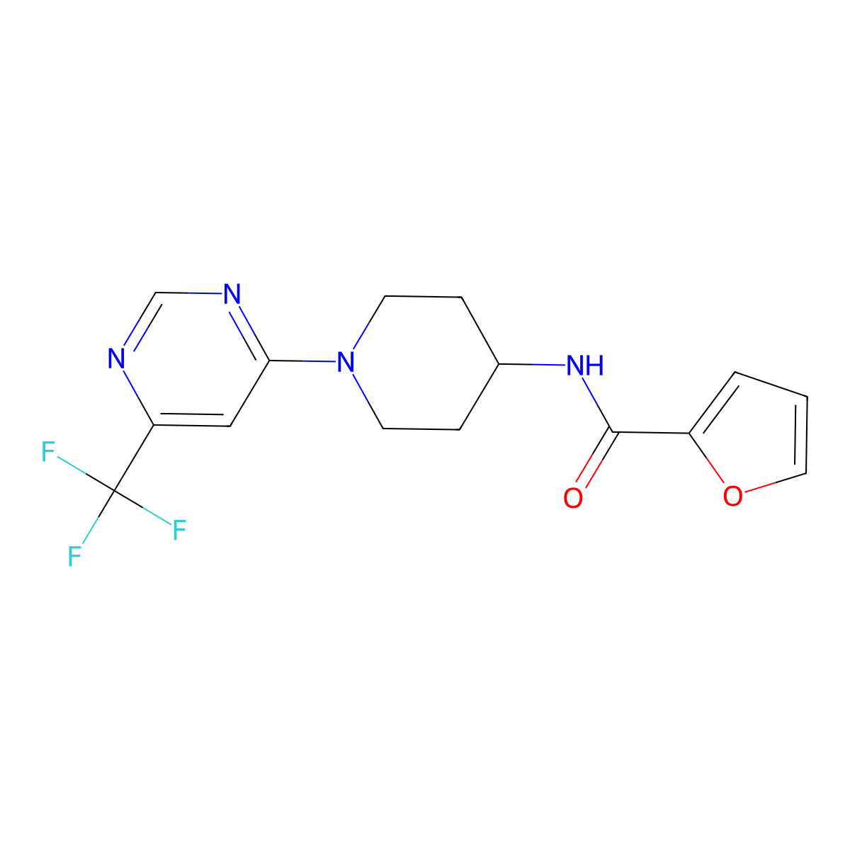 N-{1-[6-(Trifluoromethyl)pyrimidin-4-YL]piperidin-4-YL}furan-2-carboxamide molecular structure, CAS 1775492-53-9