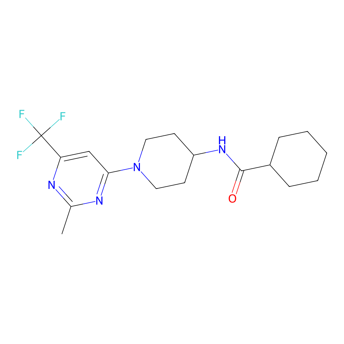N-{1-[2-methyl-6-(trifluoromethyl)pyrimidin-4-yl]piperidin-4-yl}cyclohexanecarboxamide molecular structure, CAS 1775492-60-8