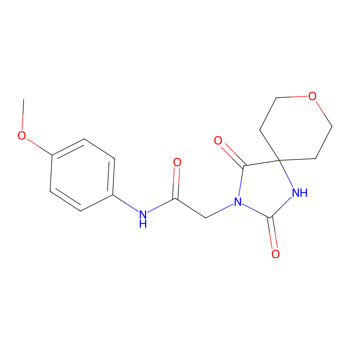 2-(2,4-dioxo-8-oxa-1,3-diazaspiro[4.5]dec-3-yl)-N-(4-methoxyphenyl)acetamide molecular structure, CAS 1775492-68-6