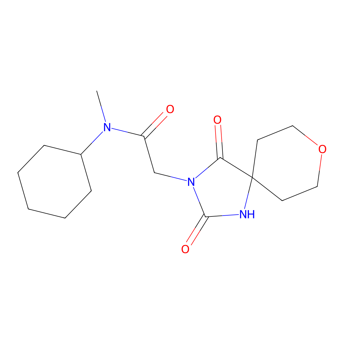 N-cyclohexyl-2-(2,4-dioxo-8-oxa-1,3-diazaspiro[4.5]dec-3-yl)-N-methylacetamide molecular structure, CAS 1775492-70-0