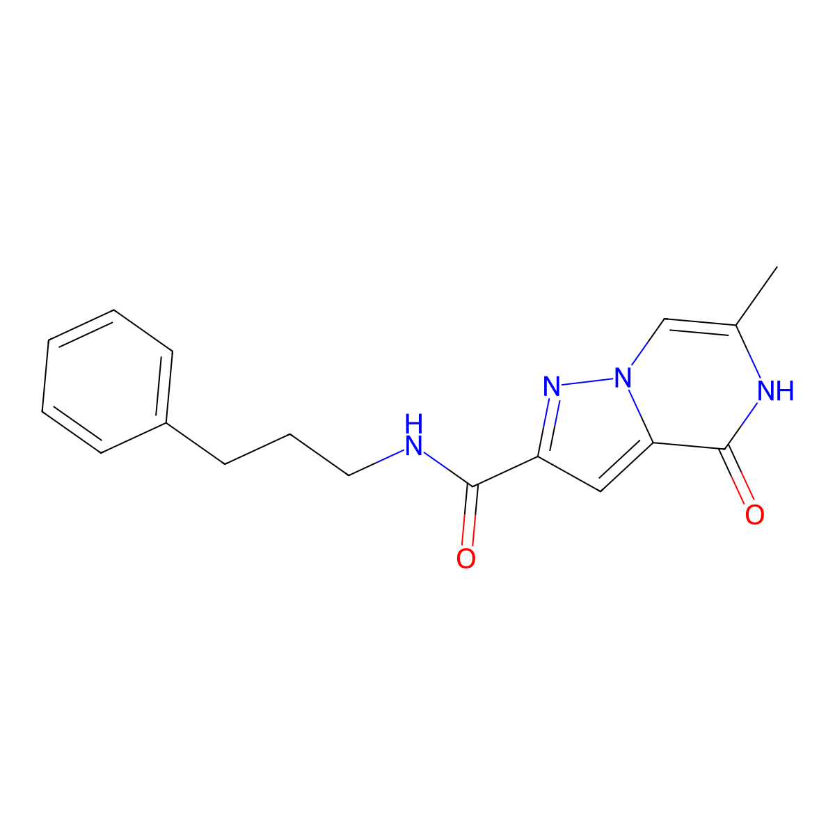 6-methyl-4-oxo-N-(3-phenylpropyl)-4,5-dihydropyrazolo[1,5-a]pyrazine-2-carboxamide molecular structure, CAS 1775493-46-3