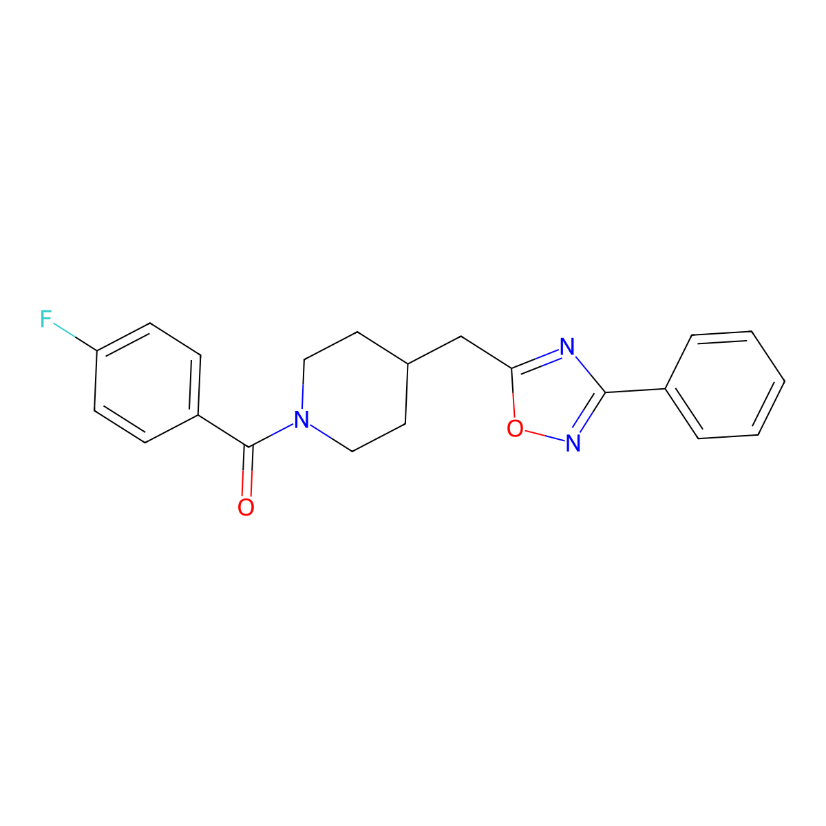 1-(4-Fluorobenzoyl)-4-[(3-phenyl-1,2,4-oxadiazol-5-yl)methyl]piperidine molecular structure, CAS 1775493-51-0
