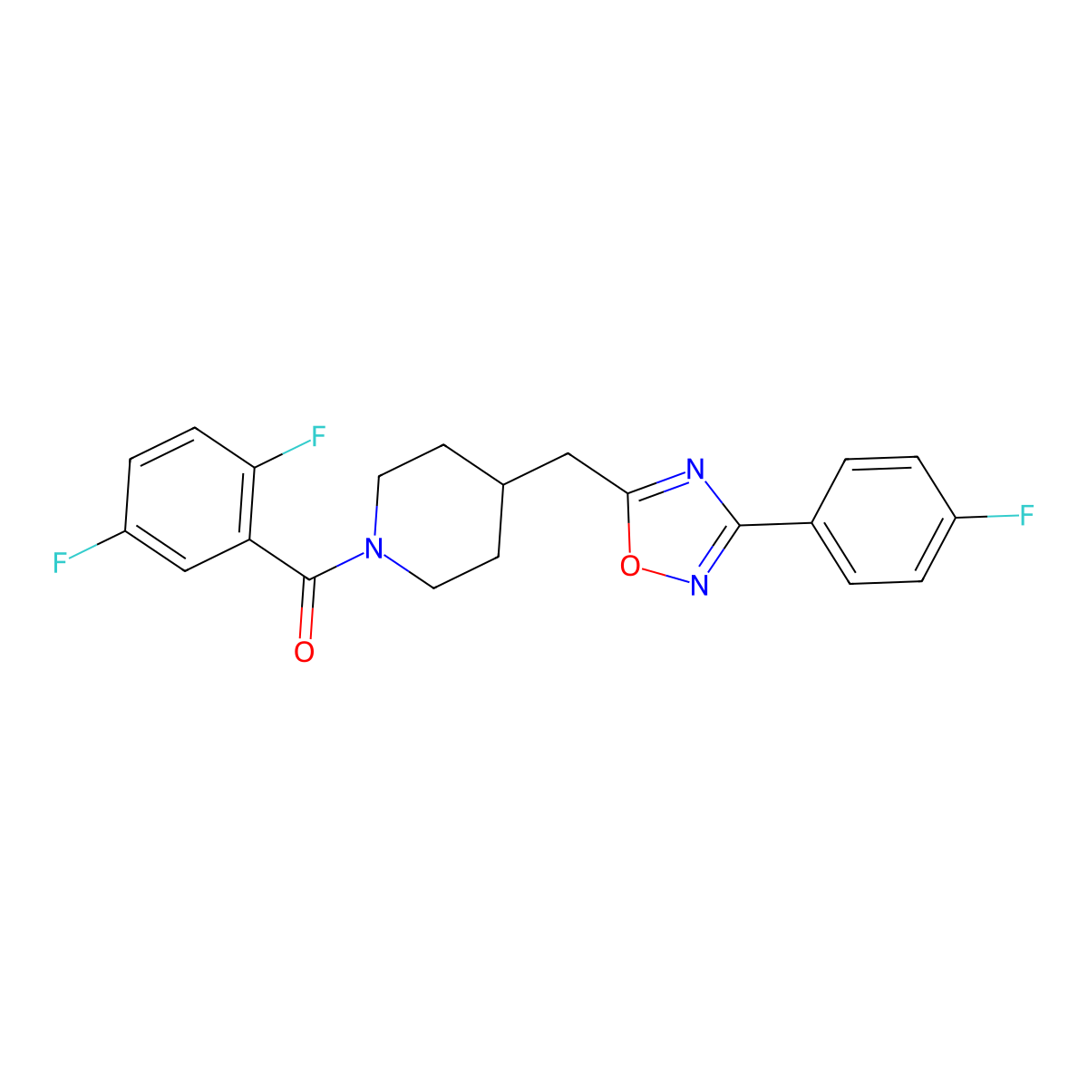 1-(2,5-Difluorobenzoyl)-4-{[3-(4-fluorophenyl)-1,2,4-oxadiazol-5-yl]methyl}piperidine molecular structure, CAS 1775495-59-4