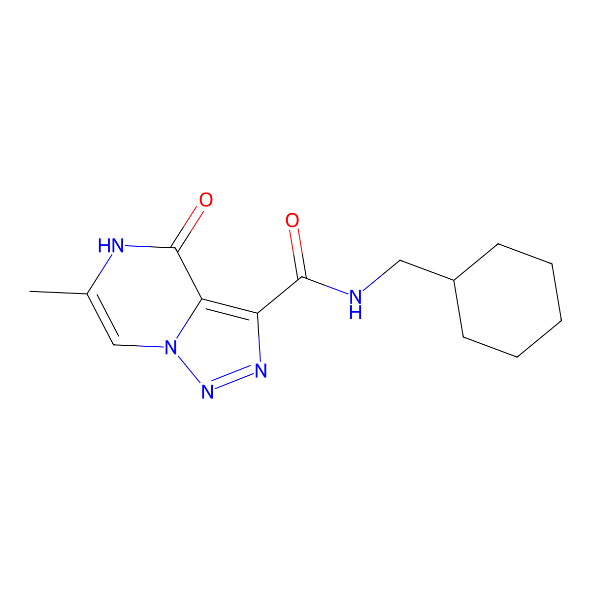 N-(cyclohexylmethyl)-6-methyl-4-oxo-4,5-dihydro[1,2,3]triazolo[1,5-a]pyrazine-3-carboxamide molecular structure, CAS 1775496-61-1
