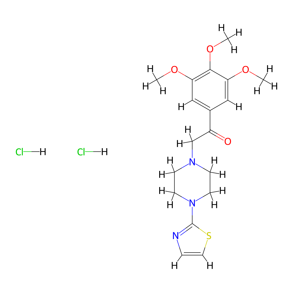 Acetophenone, 2-(4-(2-thiazolyl)piperazinyl)-3',4',5'-trimethoxy-, dihydrochloride molecular structure, CAS 17755-67-8