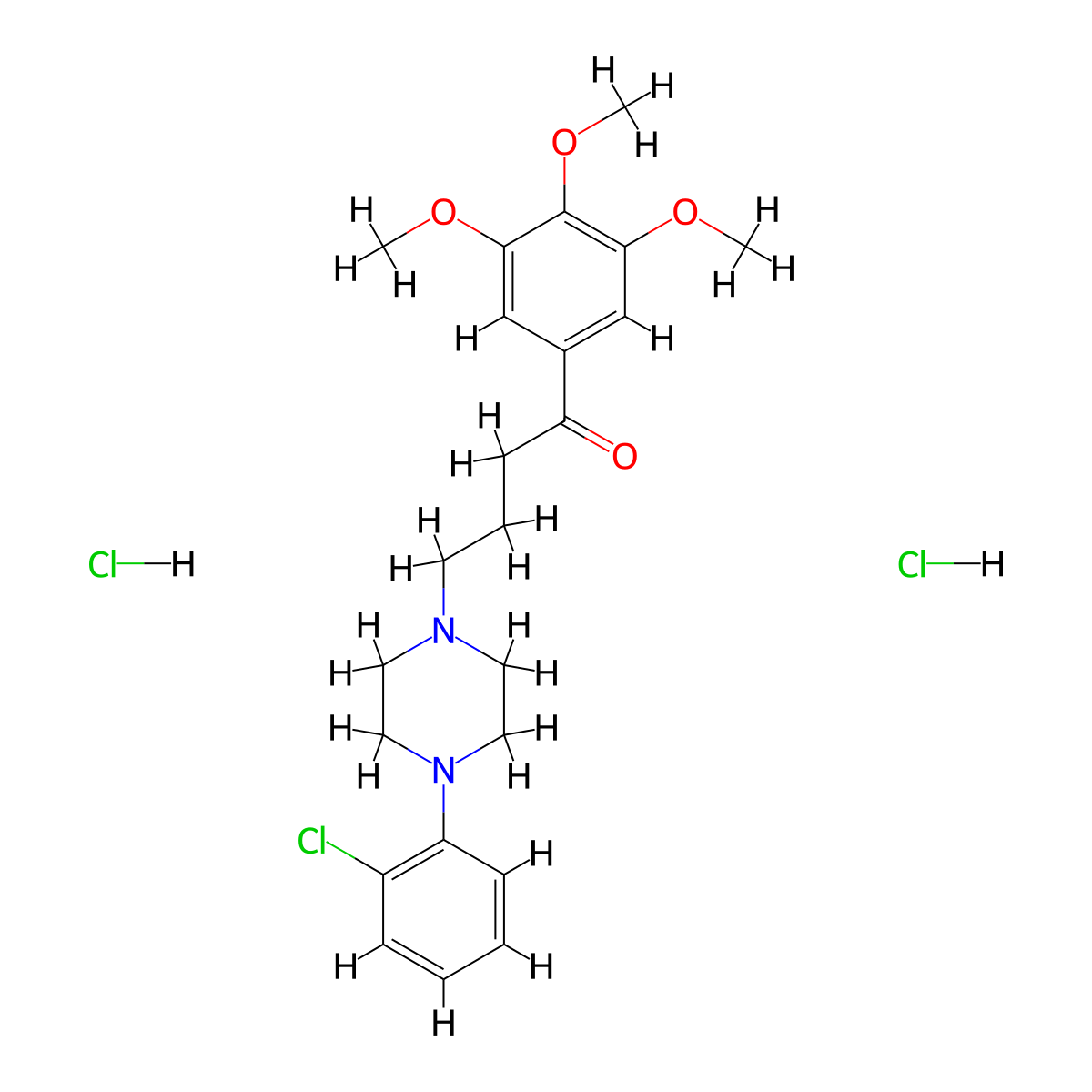 Butyrophenone, 4-(4-(o-chlorophenyl)piperazinyl)-3',4',5'-trimethoxy-, dihydrochloride molecular structure, CAS 17755-85-0