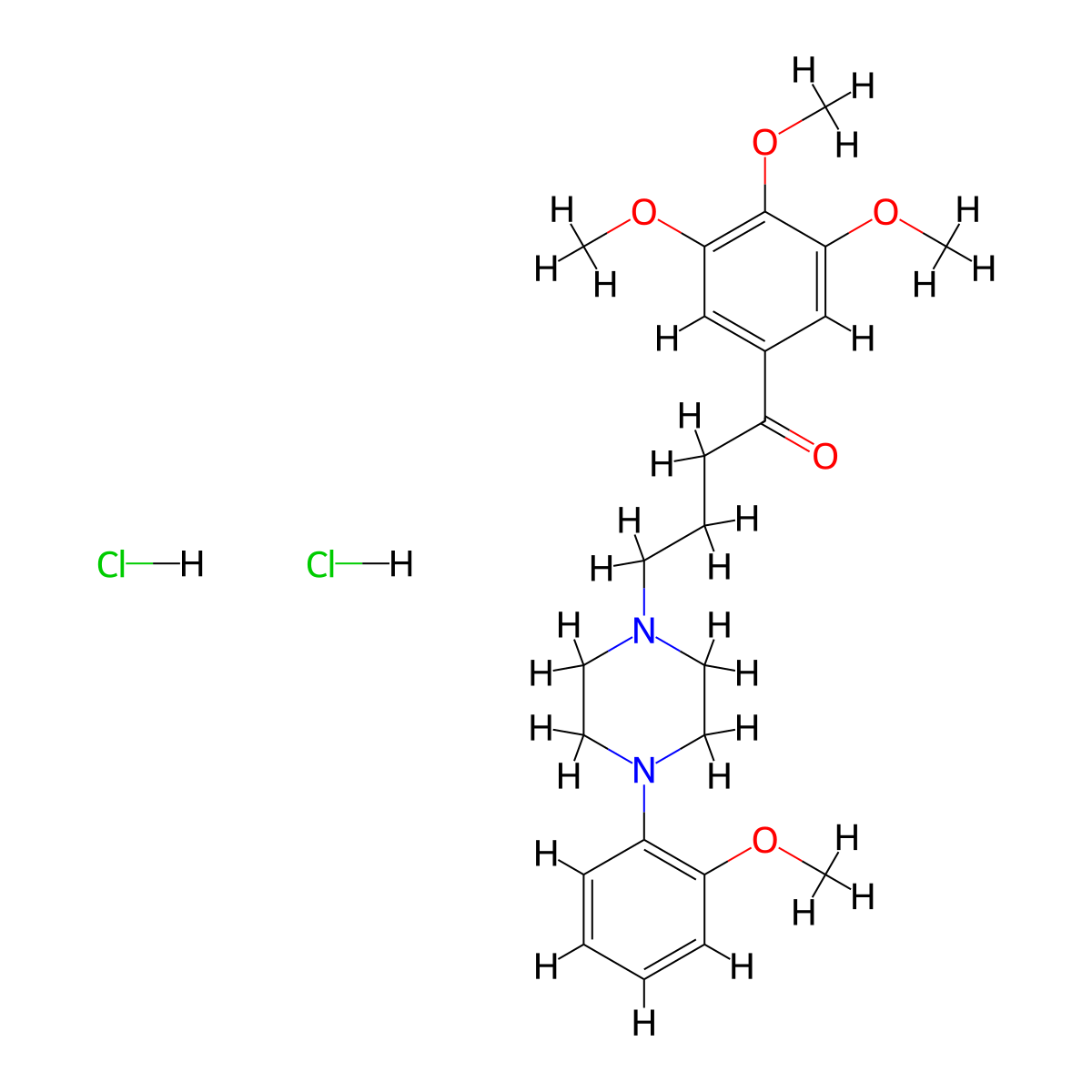 Butyrophenone, 4-(4-(o-methoxyphenyl)piperazinyl)-3',4',5'-trimethoxy-, dihydrochloride molecular structure, CAS 17755-87-2
