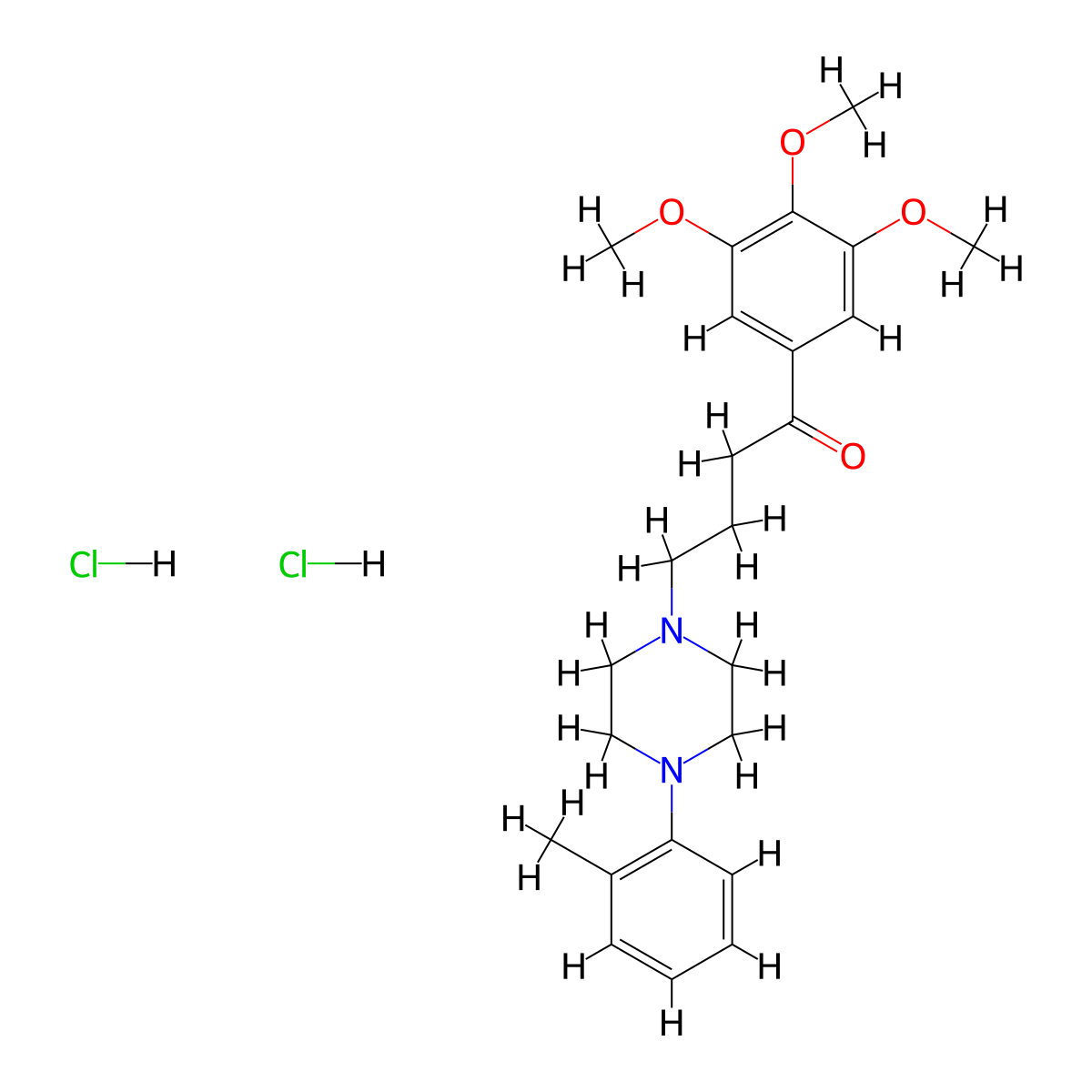Butyrophenone, 4-(4-(o-tolyl)piperazinyl)-3',4',5'-trimethoxy-, dihydrochloride molecular structure, CAS 17755-90-7