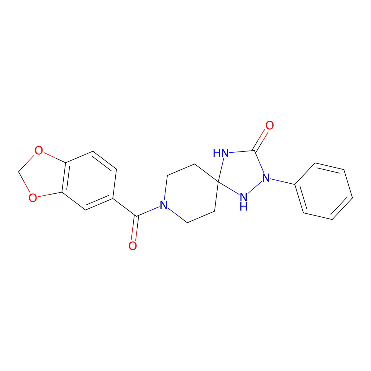 8-(2H-1,3-Benzodioxole-5-carbonyl)-2-phenyl-1,2,4,8-tetraazaspiro[4.5]decan-3-one molecular structure, CAS 1775501-03-5
