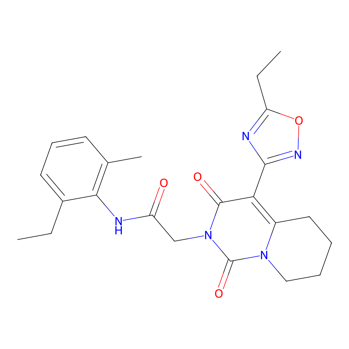 N-(2-ethyl-6-methylphenyl)-2-[4-(5-ethyl-1,2,4-oxadiazol-3-yl)-1,3-dioxo-5,6,7,8-tetrahydro-1H-pyrido[1,2-c]pyrimidin-2(3H)-yl]acetamide molecular structure, CAS 1775502-92-5