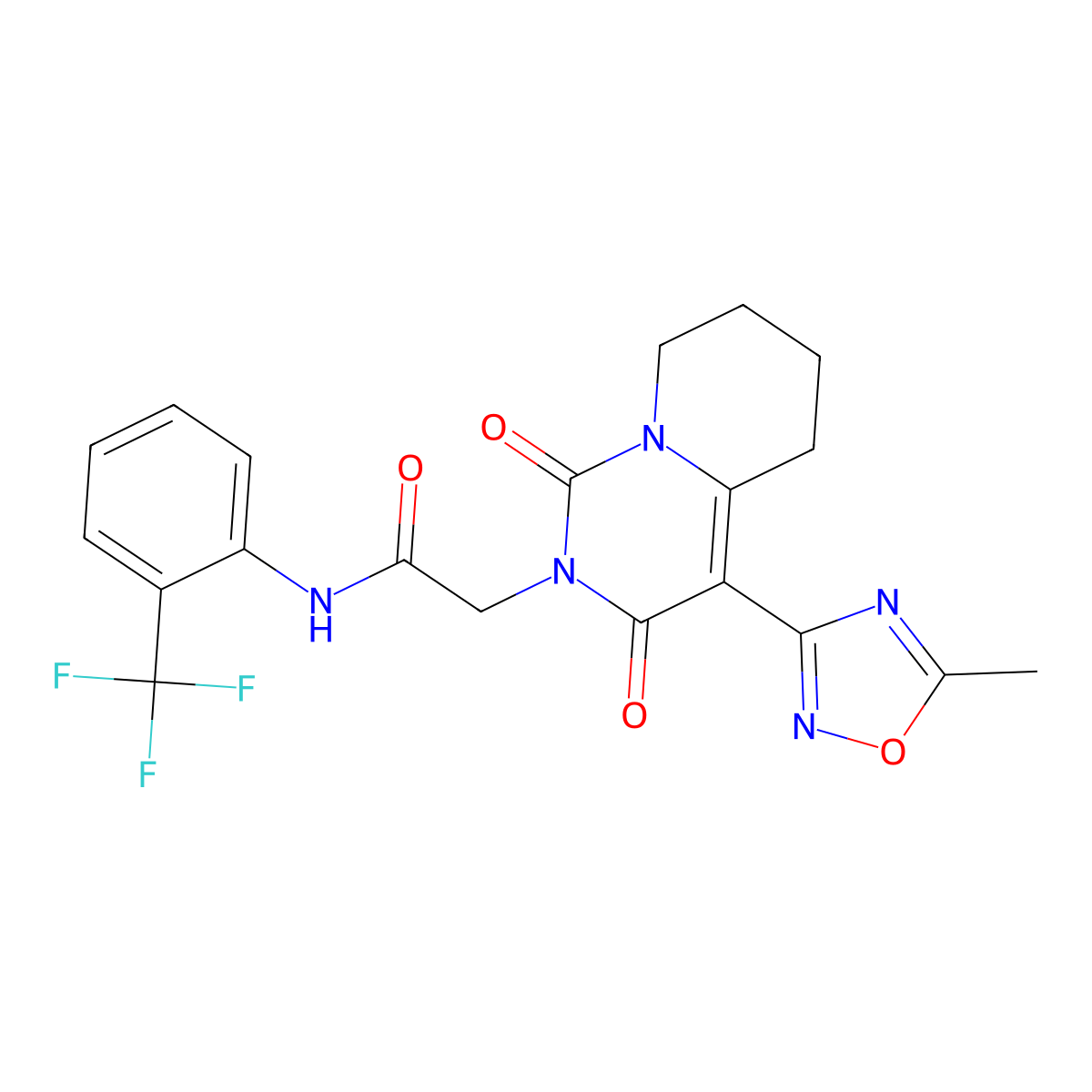 2-[4-(5-methyl-1,2,4-oxadiazol-3-yl)-1,3-dioxo-1H,2H,3H,5H,6H,7H,8H-pyrido[1,2-c]pyrimidin-2-yl]-N-[2-(trifluoromethyl)phenyl]acetamide molecular structure, CAS 1775503-29-1