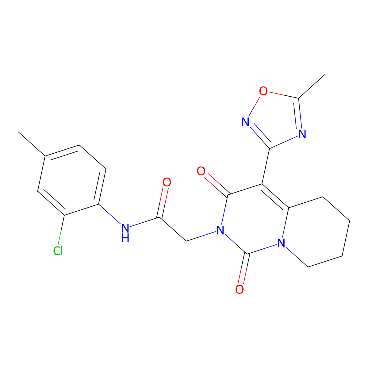 N-(2-chloro-4-methylphenyl)-2-[4-(5-methyl-1,2,4-oxadiazol-3-yl)-1,3-dioxo-5,6,7,8-tetrahydro-1H-pyrido[1,2-c]pyrimidin-2(3H)-yl]acetamide molecular structure, CAS 1775503-47-3