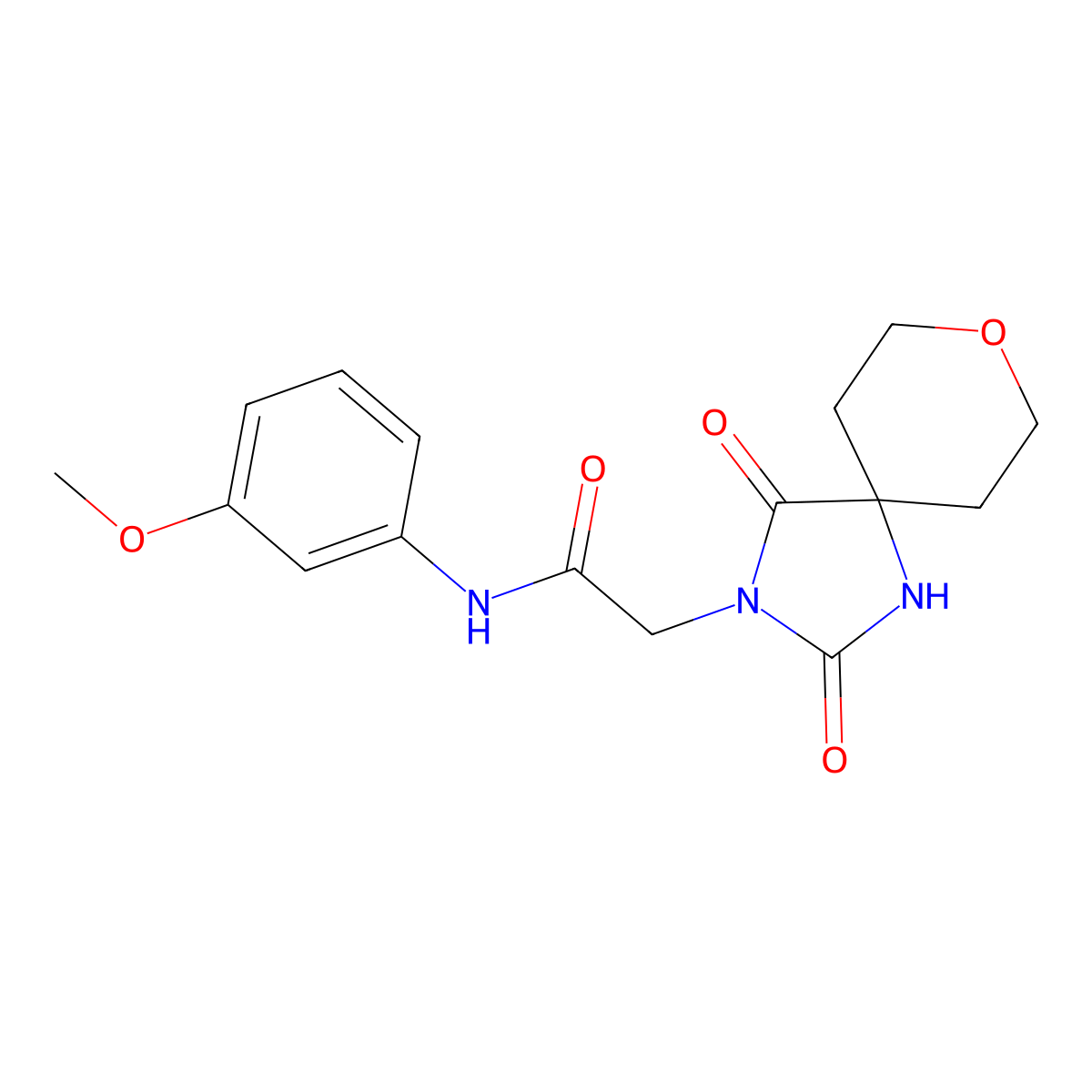 2-(2,4-dioxo-8-oxa-1,3-diazaspiro[4.5]dec-3-yl)-N-(3-methoxyphenyl)acetamide molecular structure, CAS 1775505-22-0