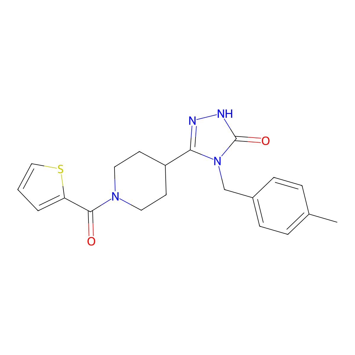 4-(4-methylbenzyl)-5-[1-(2-thienylcarbonyl)piperidin-4-yl]-2,4-dihydro-3H-1,2,4-triazol-3-one molecular structure, CAS 1775505-28-6