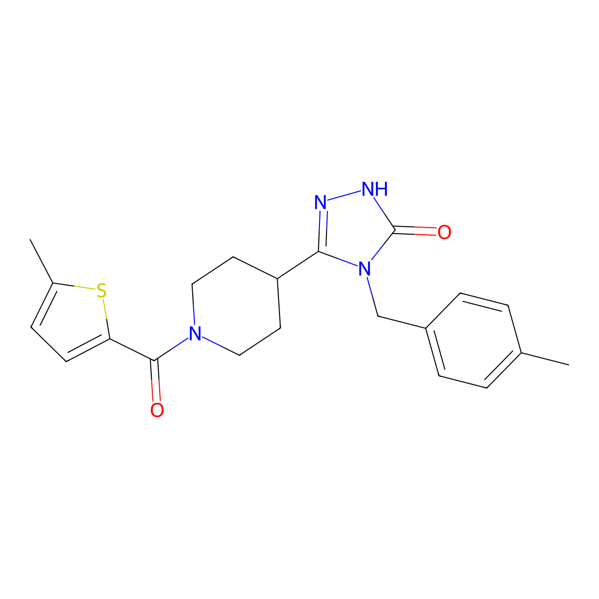 4-(4-methylbenzyl)-5-{1-[(5-methyl-2-thienyl)carbonyl]piperidin-4-yl}-2,4-dihydro-3H-1,2,4-triazol-3-one molecular structure, CAS 1775506-17-6