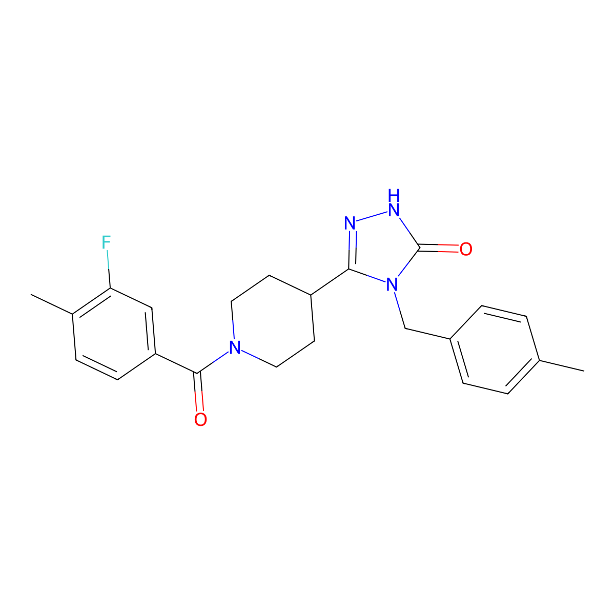 5-[1-(3-fluoro-4-methylbenzoyl)piperidin-4-yl]-4-(4-methylbenzyl)-2,4-dihydro-3H-1,2,4-triazol-3-one molecular structure, CAS 1775506-32-5