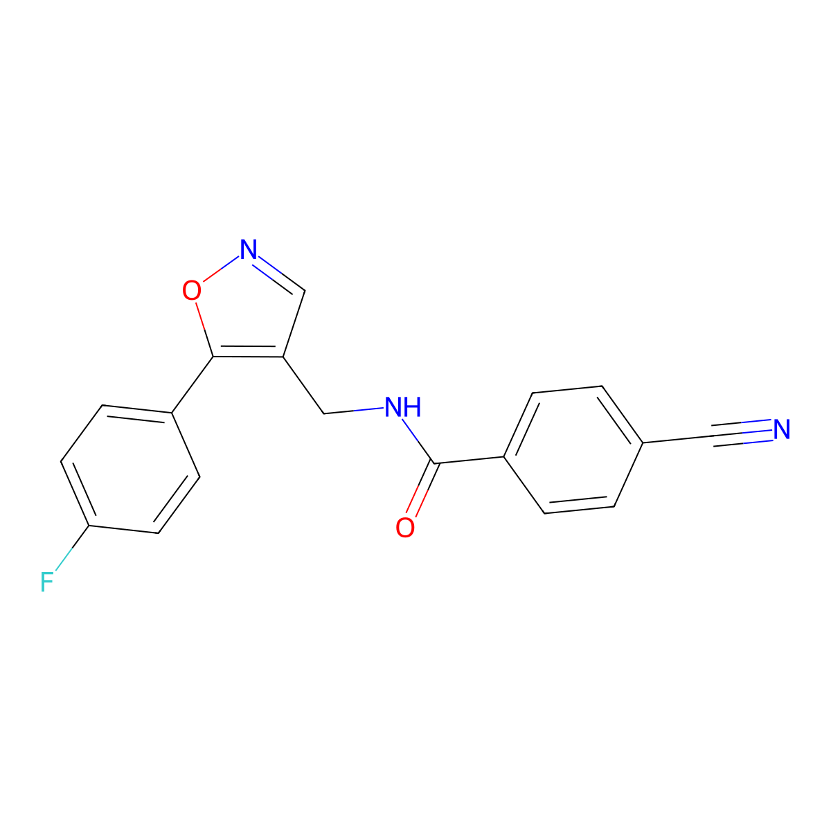 4-cyano-N-{[5-(4-fluorophenyl)isoxazol-4-yl]methyl}benzamide molecular structure, CAS 1775506-45-0