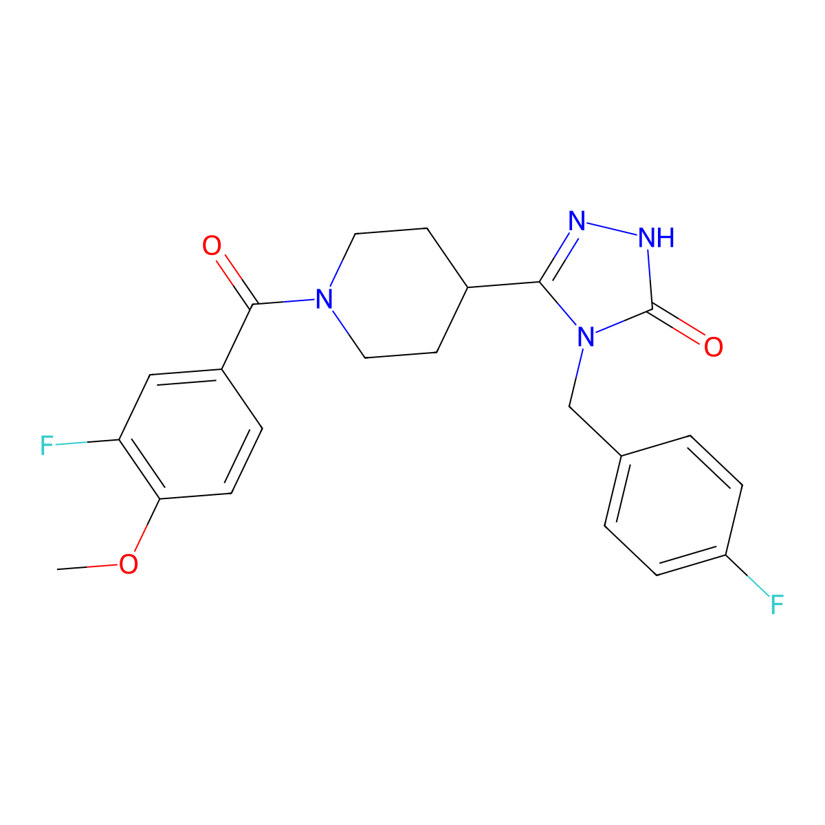 4-(4-fluorobenzyl)-5-[1-(3-fluoro-4-methoxybenzoyl)piperidin-4-yl]-2,4-dihydro-3H-1,2,4-triazol-3-one molecular structure, CAS 1775506-76-7