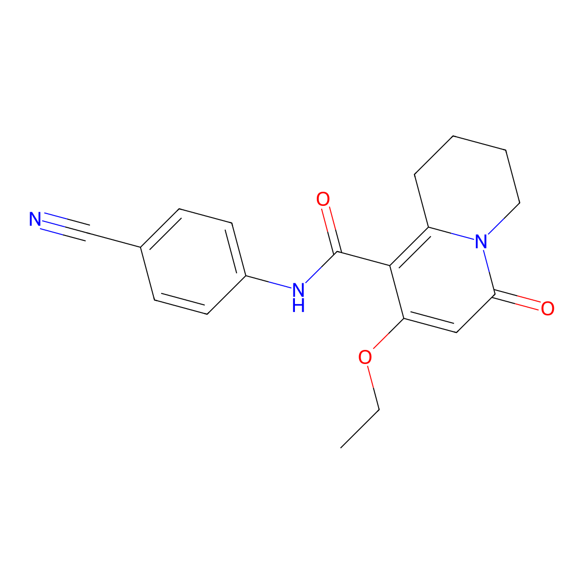 N-(4-cyanophenyl)-8-ethoxy-6-oxo-1,3,4,6-tetrahydro-2H-quinolizine-9-carboxamide molecular structure, CAS 1775506-99-4