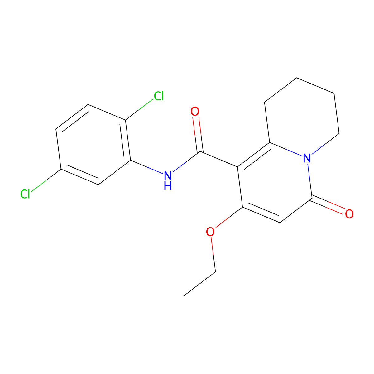 N-(2,5-dichlorophenyl)-8-ethoxy-6-oxo-2,3,4,6-tetrahydro-1H-quinolizine-9-carboxamide molecular structure, CAS 1775507-10-2