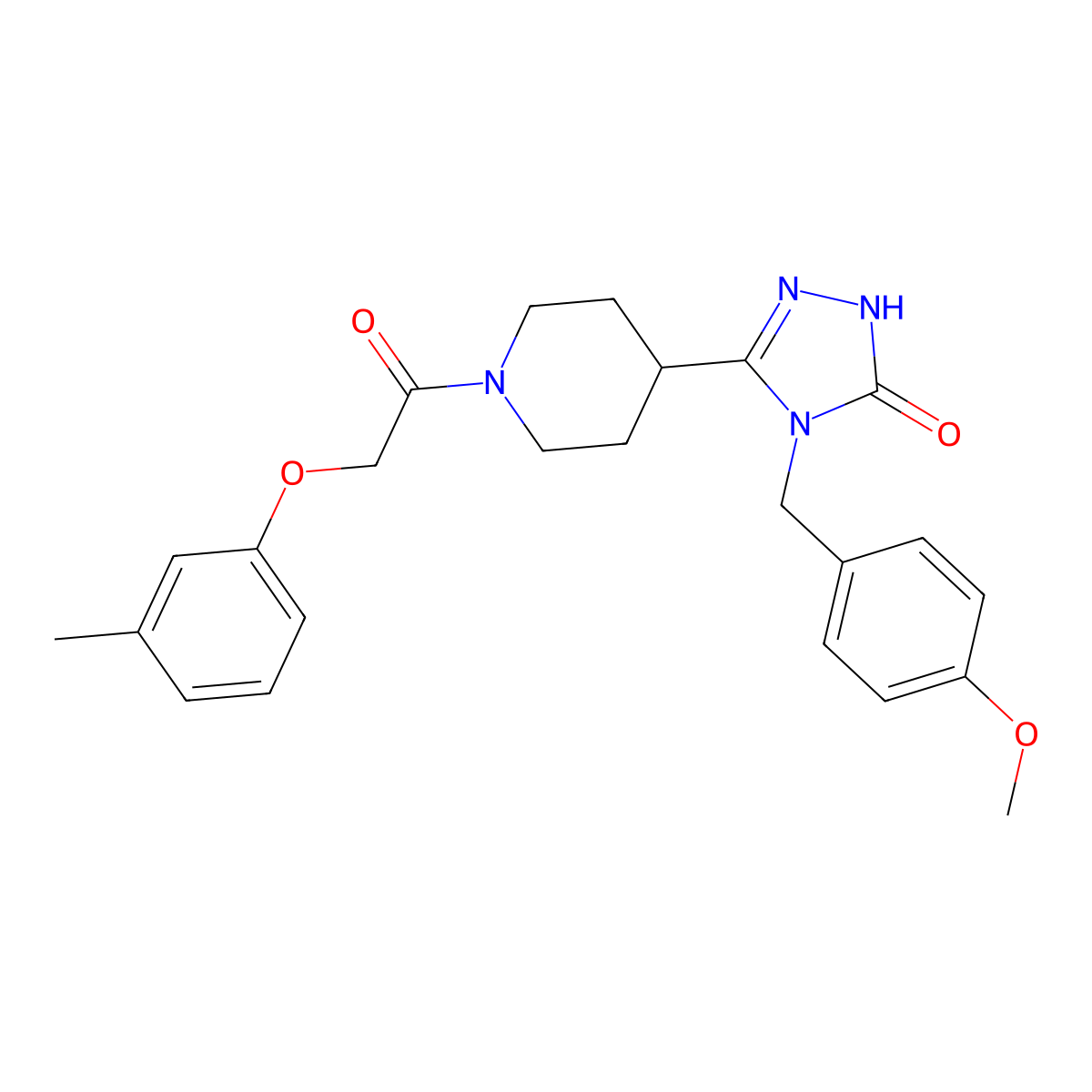 4-(4-methoxybenzyl)-5-{1-[(3-methylphenoxy)acetyl]piperidin-4-yl}-2,4-dihydro-3H-1,2,4-triazol-3-one molecular structure, CAS 1775507-29-3