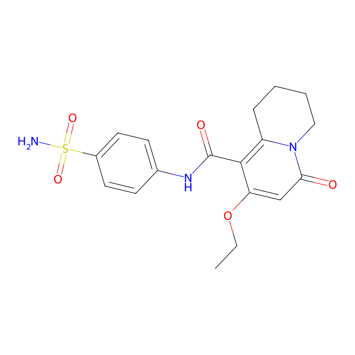 8-ethoxy-6-oxo-N-(4-sulfamoylphenyl)-2,3,4,6-tetrahydro-1H-quinolizine-9-carboxamide molecular structure, CAS 1775507-66-8