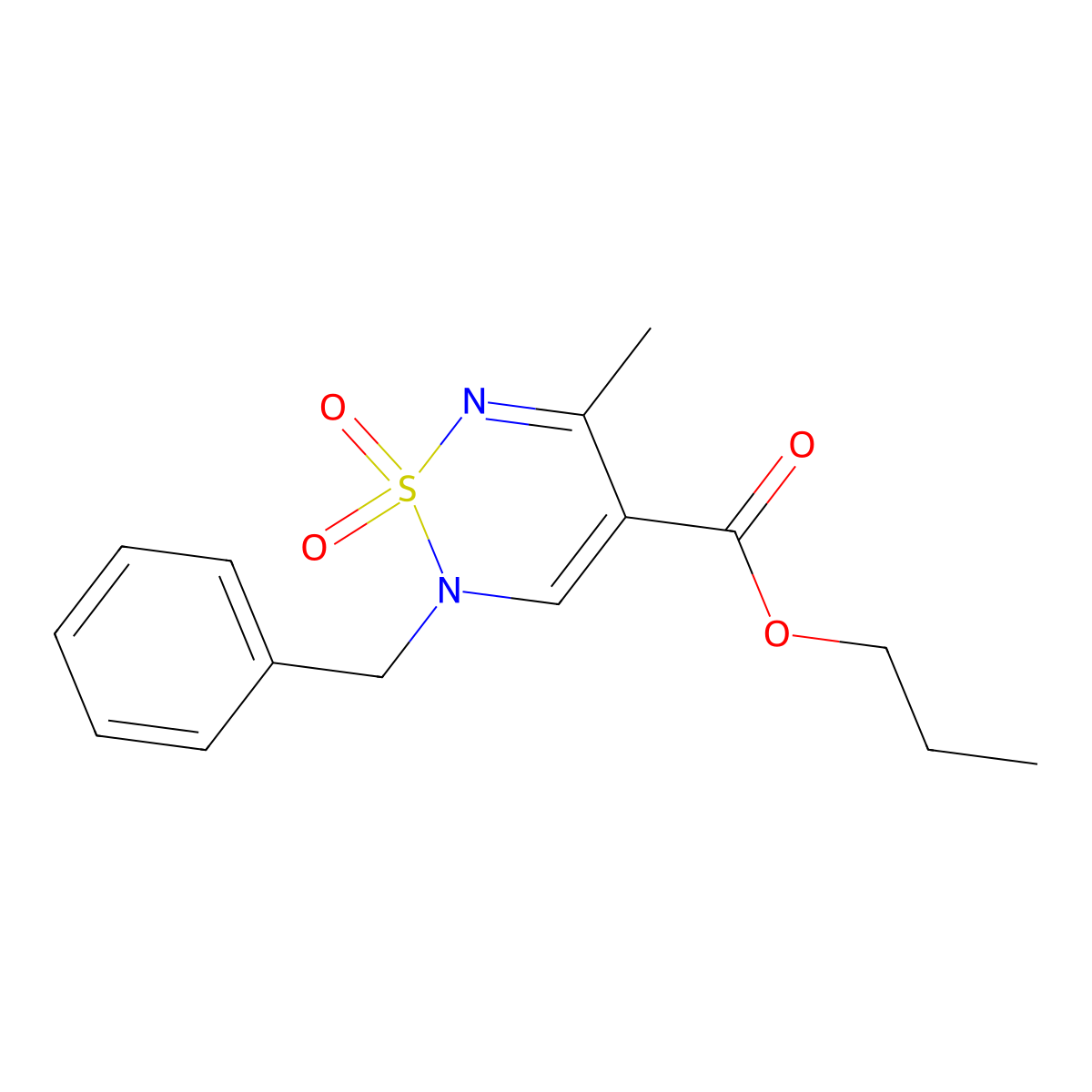 propyl 2-benzyl-5-methyl-2H-1,2,6-thiadiazine-4-carboxylate 1,1-dioxide molecular structure, CAS 1775507-76-0