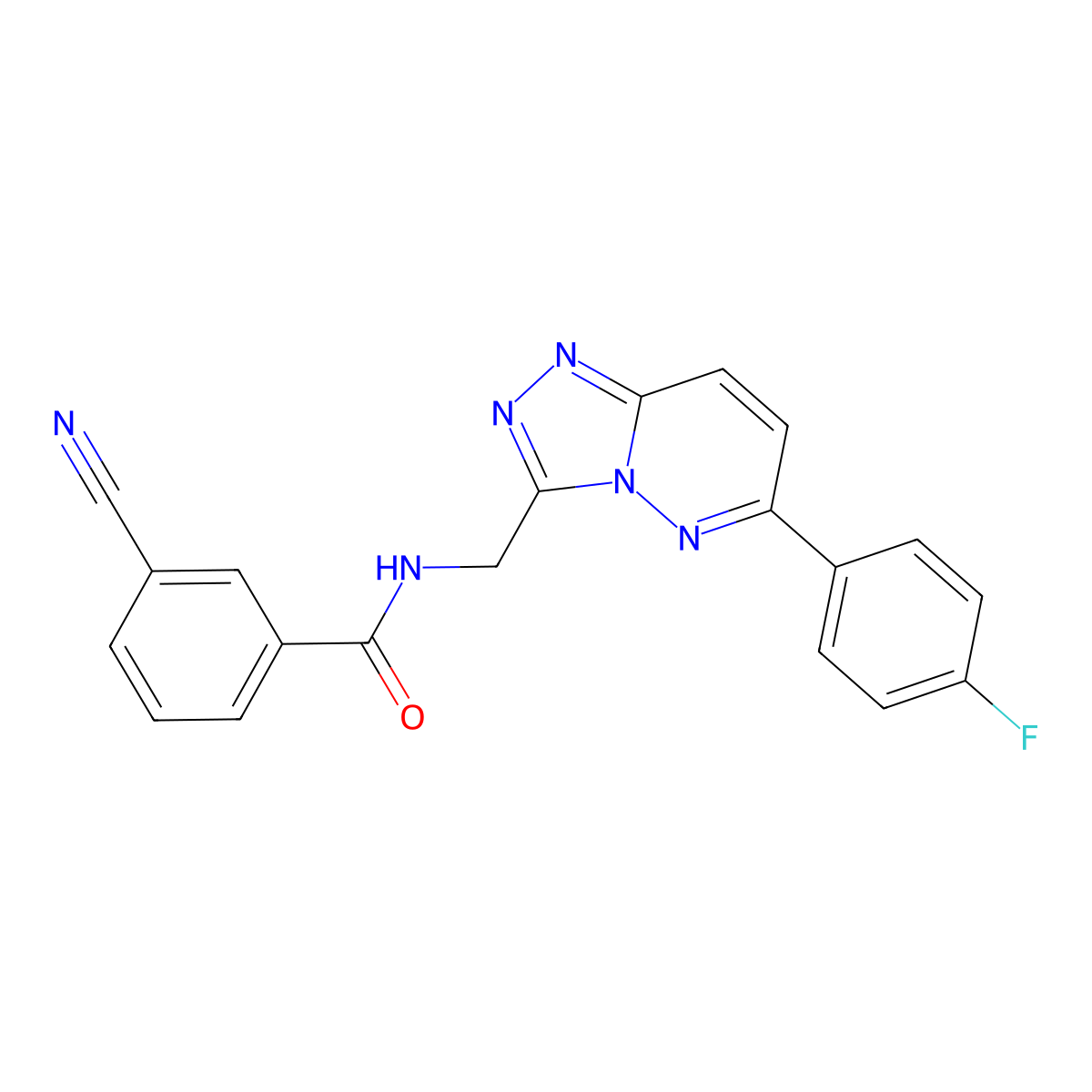 3-Cyano-N-{[6-(4-fluorophenyl)-[1,2,4]triazolo[4,3-B]pyridazin-3-YL]methyl}benzamide molecular structure, CAS 1775511-01-7