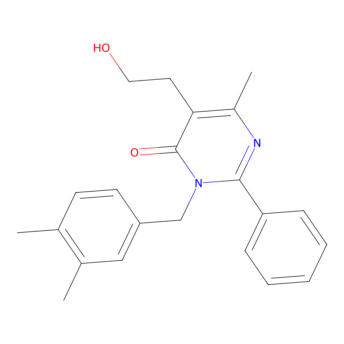 3-(3,4-dimethylbenzyl)-5-(2-hydroxyethyl)-6-methyl-2-phenylpyrimidin-4(3H)-one molecular structure, CAS 1775511-53-9