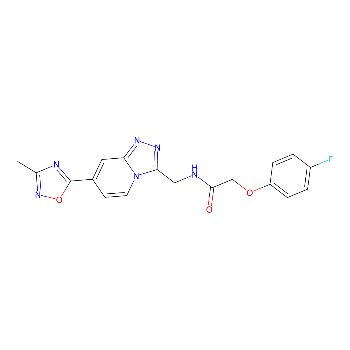 2-(4-Fluorophenoxy)-N-{[7-(3-methyl-1,2,4-oxadiazol-5-YL)-[1,2,4]triazolo[4,3-A]pyridin-3-YL]methyl}acetamide molecular structure, CAS 1775511-93-7