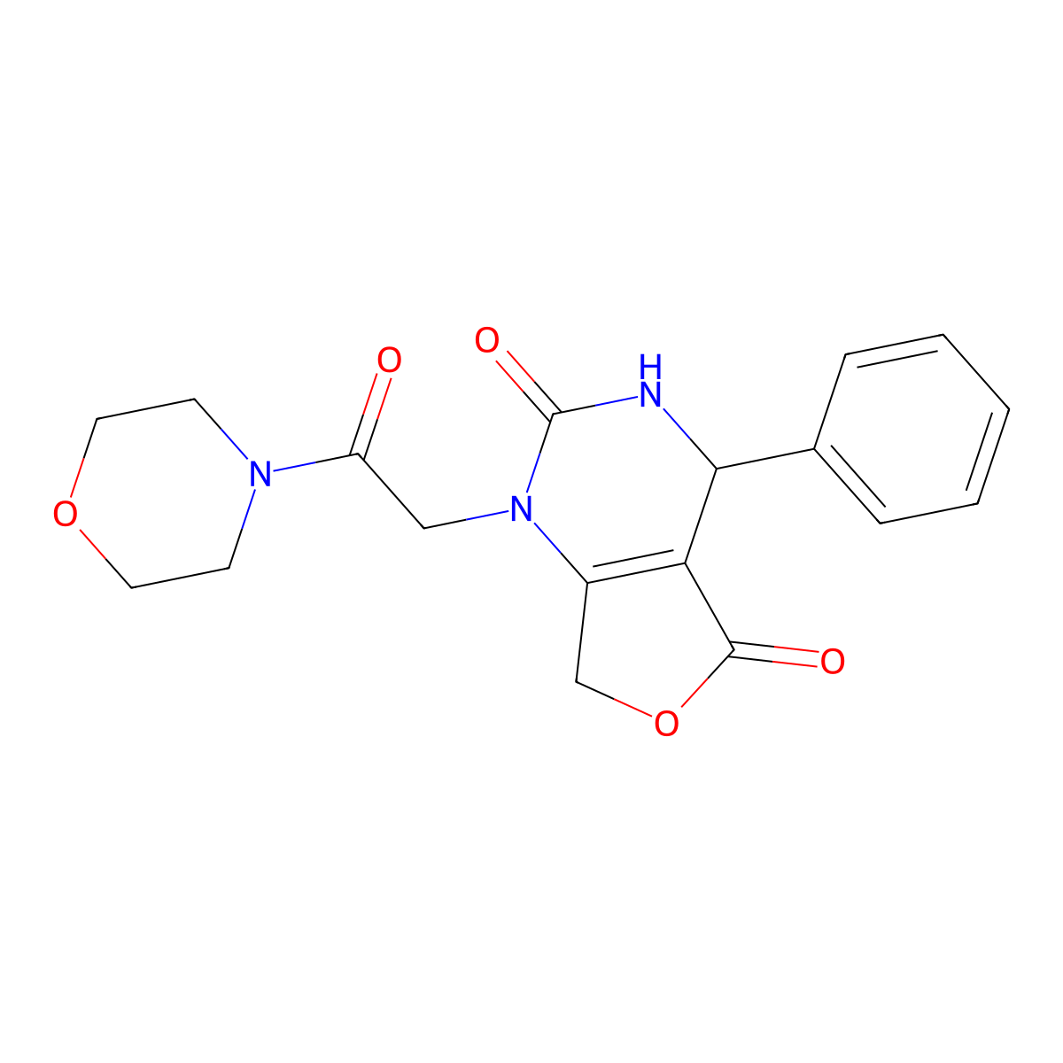 1-[2-(Morpholin-4-YL)-2-oxoethyl]-4-phenyl-1H,2H,3H,4H,5H,7H-furo[3,4-D]pyrimidine-2,5-dione molecular structure, CAS 1775512-73-6