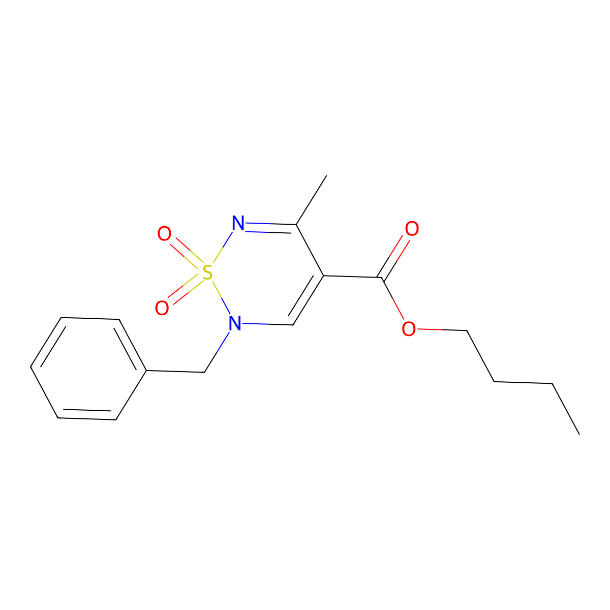 butyl 2-benzyl-5-methyl-2H-1,2,6-thiadiazine-4-carboxylate 1,1-dioxide molecular structure, CAS 1775513-13-7