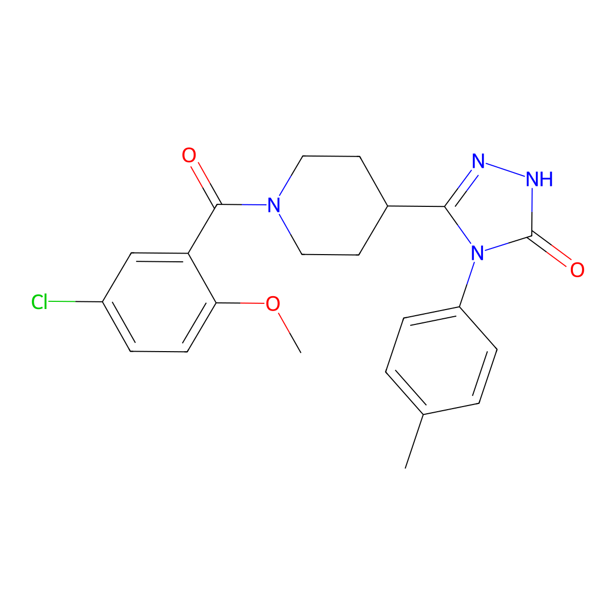 5-[1-(5-chloro-2-methoxybenzoyl)piperidin-4-yl]-4-(4-methylphenyl)-2,4-dihydro-3H-1,2,4-triazol-3-one molecular structure, CAS 1775513-33-1