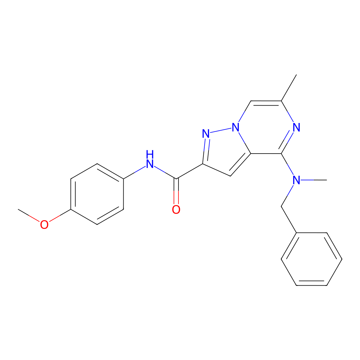4-[benzyl(methyl)amino]-N-(4-methoxyphenyl)-6-methylpyrazolo[1,5-a]pyrazine-2-carboxamide molecular structure, CAS 1775514-11-8