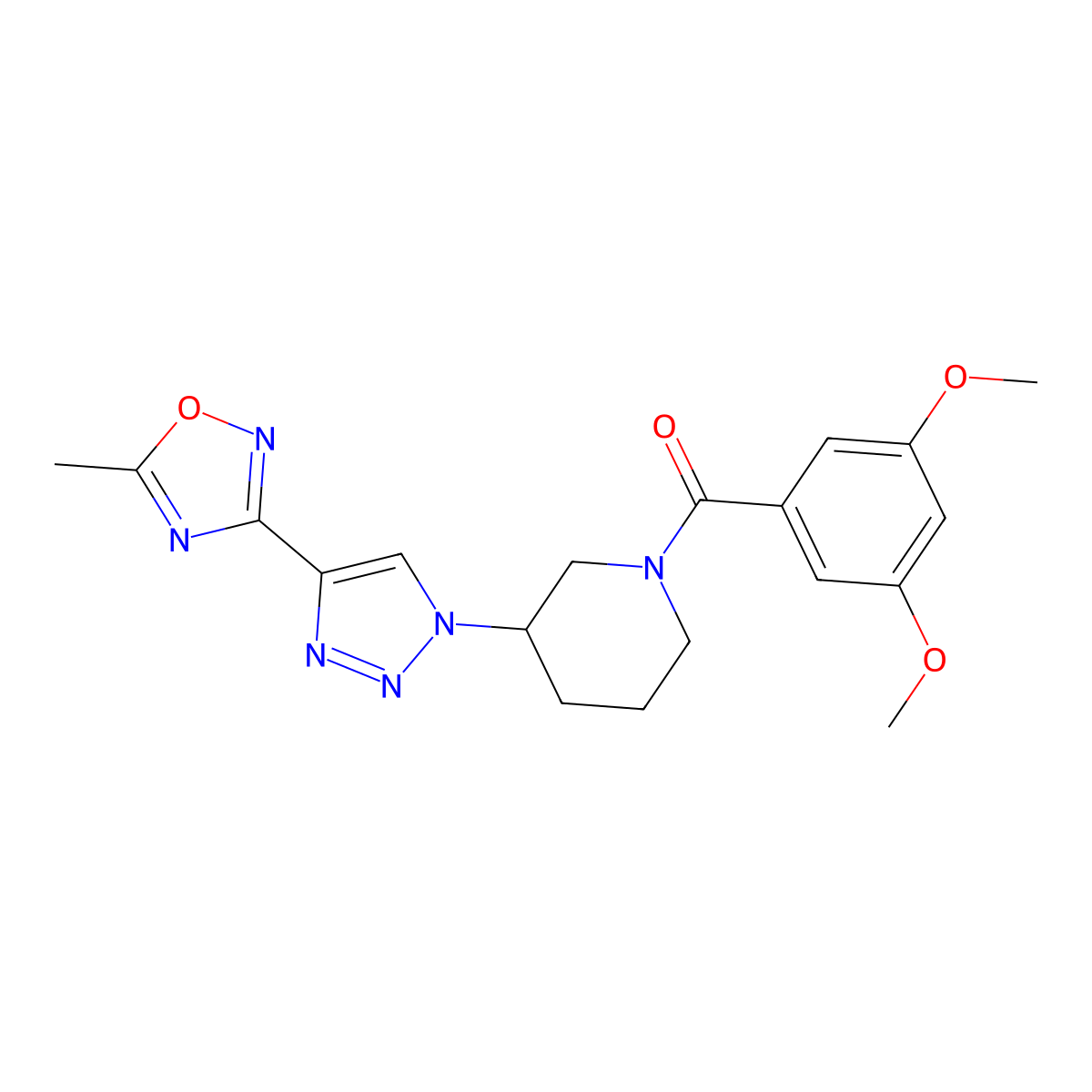 1-(3,5-dimethoxybenzoyl)-3-[4-(5-methyl-1,2,4-oxadiazol-3-yl)-1H-1,2,3-triazol-1-yl]piperidine molecular structure, CAS 1775514-99-2