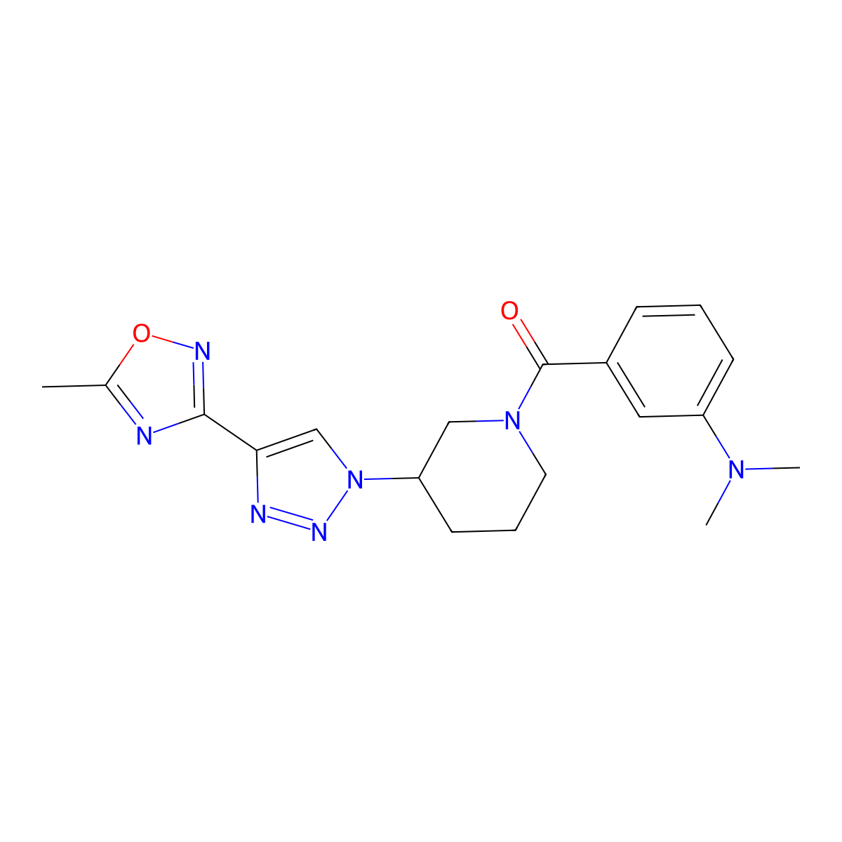 N,N-Dimethyl-3-{3-[4-(5-methyl-1,2,4-oxadiazol-3-YL)-1H-1,2,3-triazol-1-YL]piperidine-1-carbonyl}aniline molecular structure, CAS 1775515-06-4