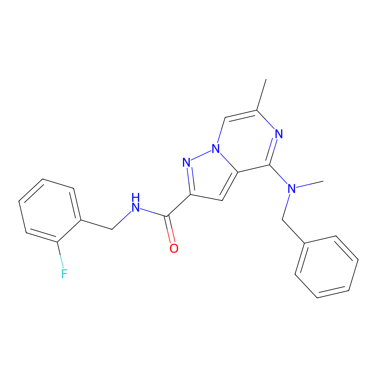 4-[benzyl(methyl)amino]-N-[(2-fluorophenyl)methyl]-6-methylpyrazolo[1,5-a]pyrazine-2-carboxamide molecular structure, CAS 1775515-69-9