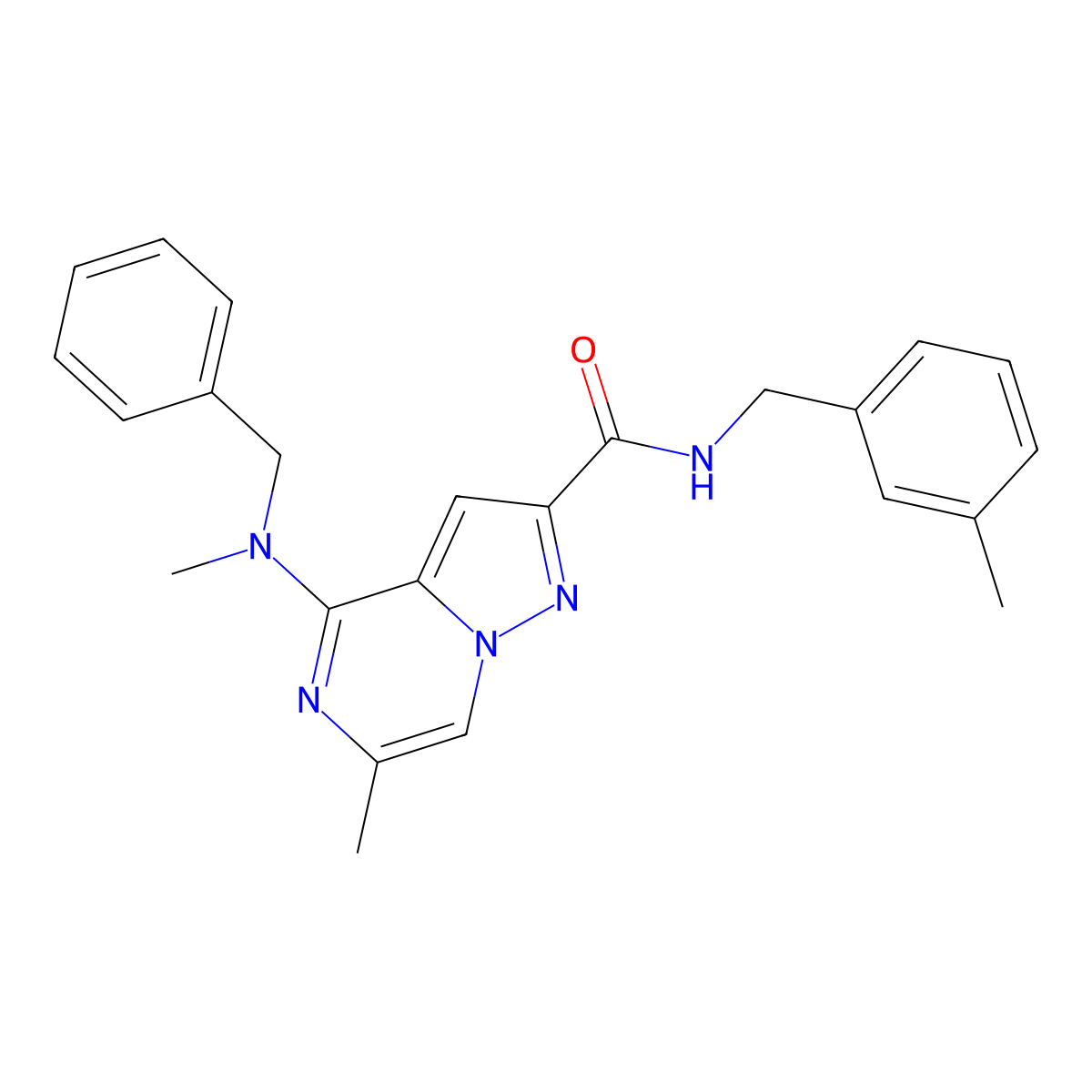 4-[benzyl(methyl)amino]-6-methyl-N-[(3-methylphenyl)methyl]pyrazolo[1,5-a]pyrazine-2-carboxamide molecular structure, CAS 1775515-81-5