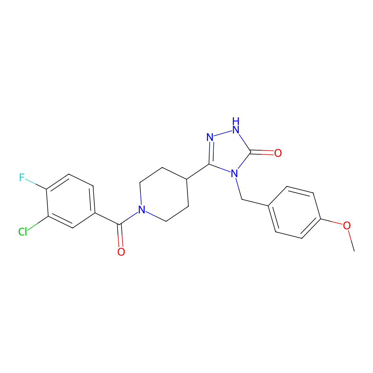 5-[1-(3-chloro-4-fluorobenzoyl)piperidin-4-yl]-4-(4-methoxybenzyl)-2,4-dihydro-3H-1,2,4-triazol-3-one molecular structure, CAS 1775516-32-9