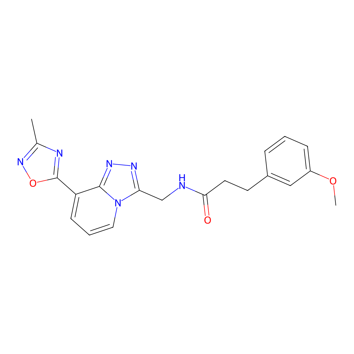 3-(3-Methoxyphenyl)-N-{[8-(3-methyl-1,2,4-oxadiazol-5-YL)-[1,2,4]triazolo[4,3-A]pyridin-3-YL]methyl}propanamide molecular structure, CAS 1775517-06-0