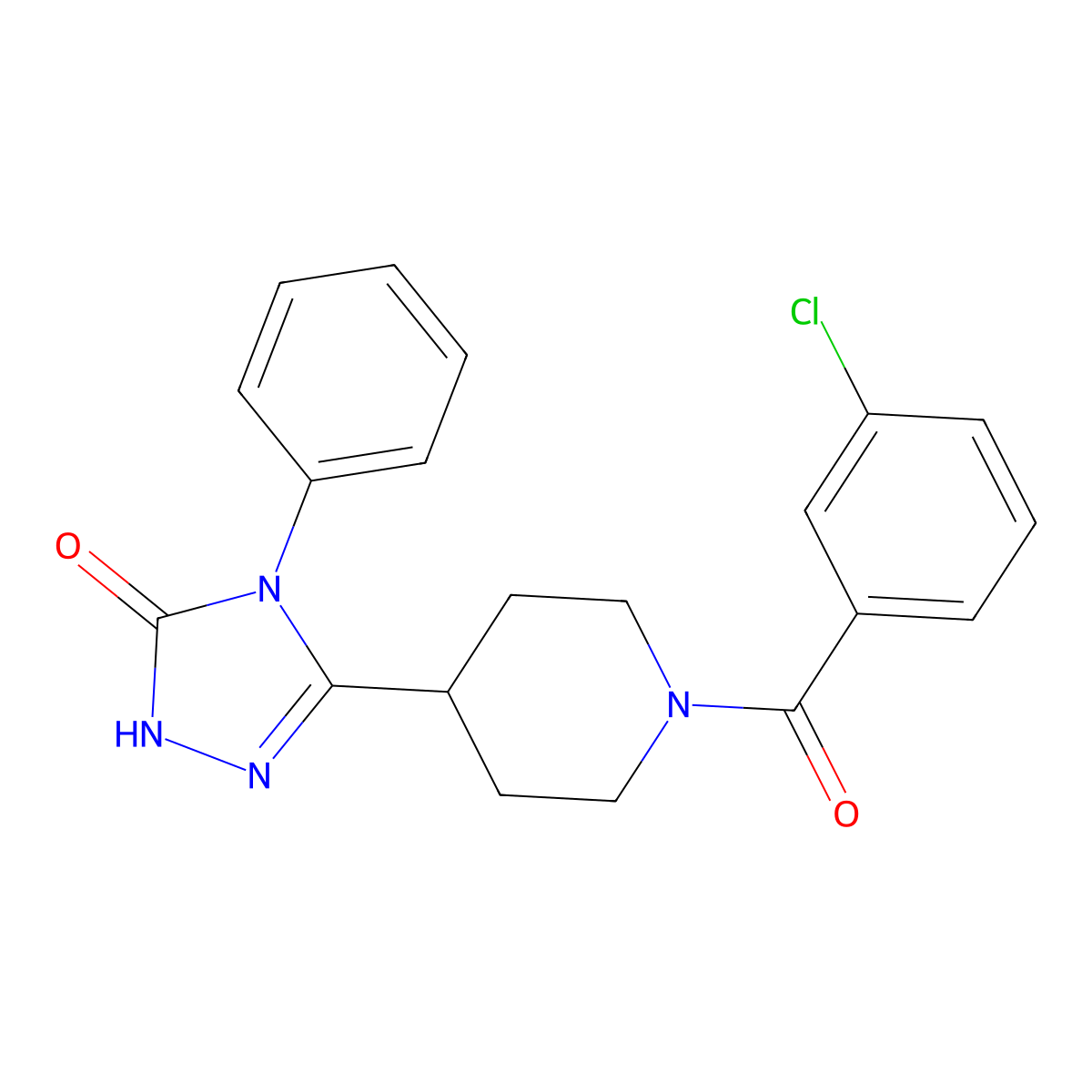 5-[1-(3-chlorobenzoyl)piperidin-4-yl]-4-phenyl-2,4-dihydro-3H-1,2,4-triazol-3-one molecular structure, CAS 1775518-98-3
