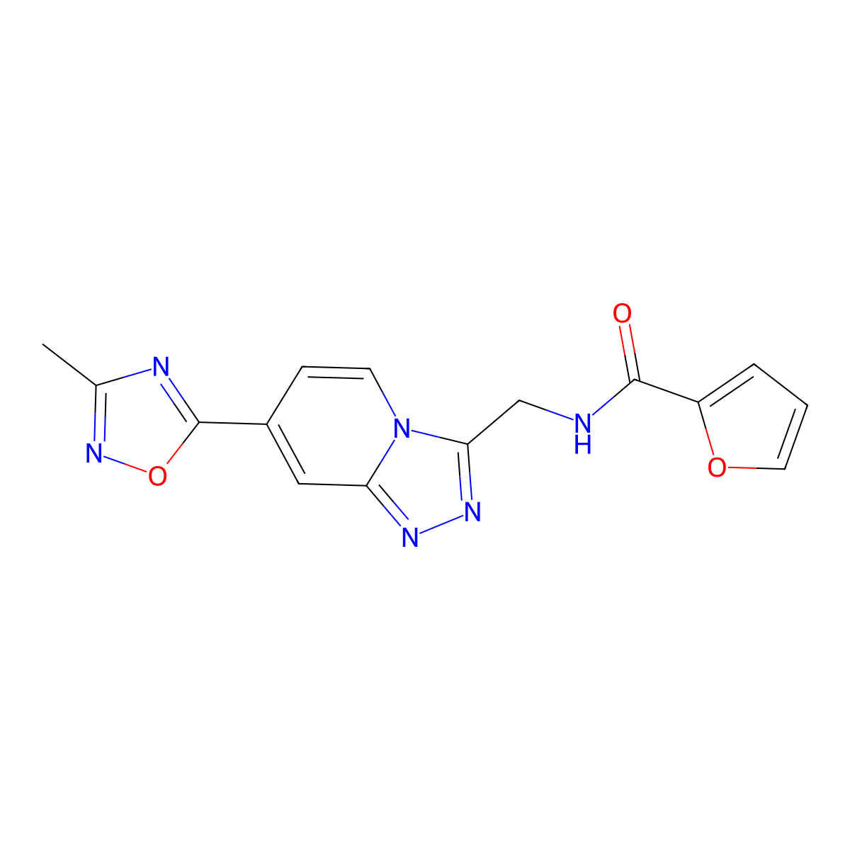 N-{[7-(3-Methyl-1,2,4-oxadiazol-5-YL)-[1,2,4]triazolo[4,3-A]pyridin-3-YL]methyl}furan-2-carboxamide molecular structure, CAS 1775519-15-7
