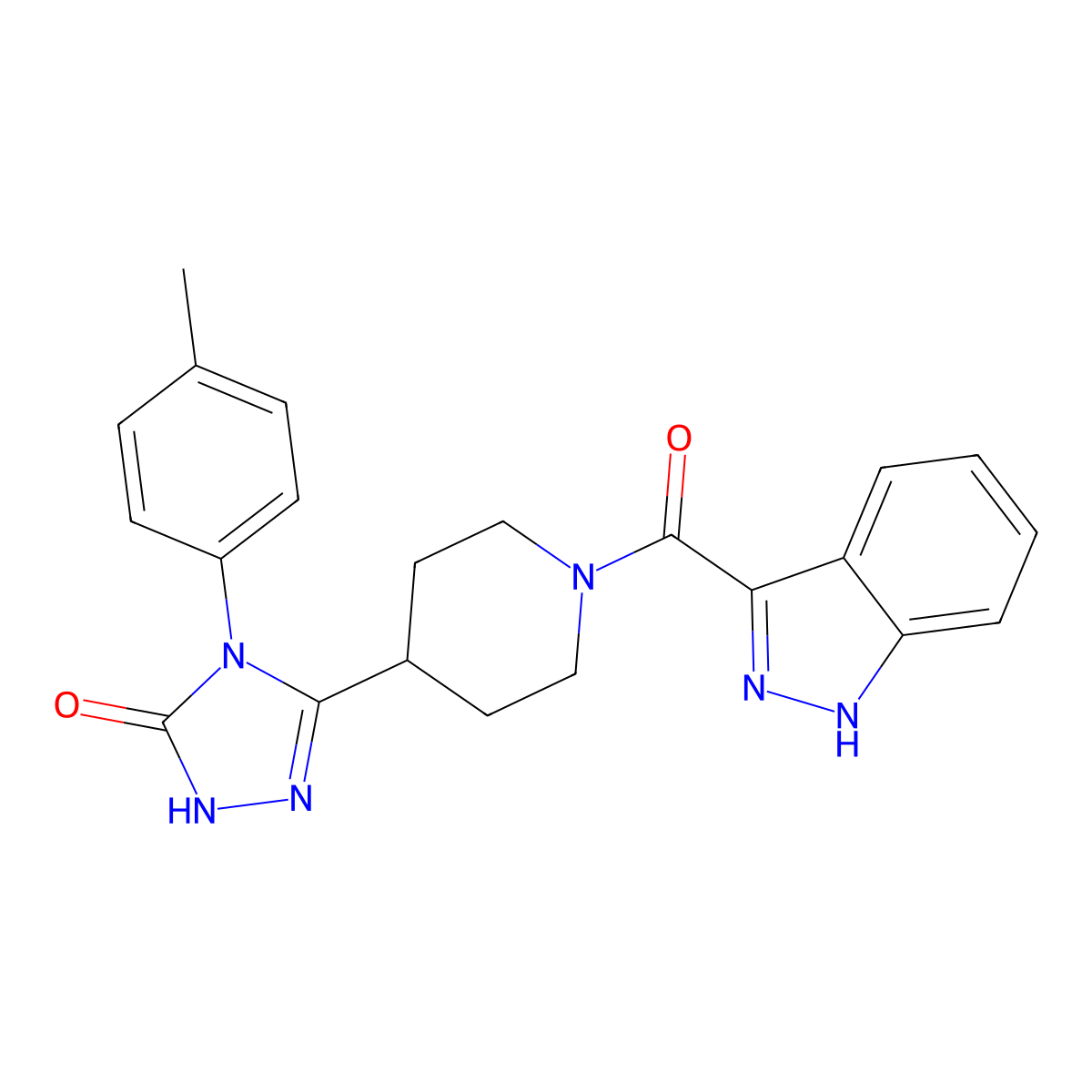 5-[1-(1H-indazol-3-ylcarbonyl)piperidin-4-yl]-4-(4-methylphenyl)-2,4-dihydro-3H-1,2,4-triazol-3-one molecular structure, CAS 1775519-25-9