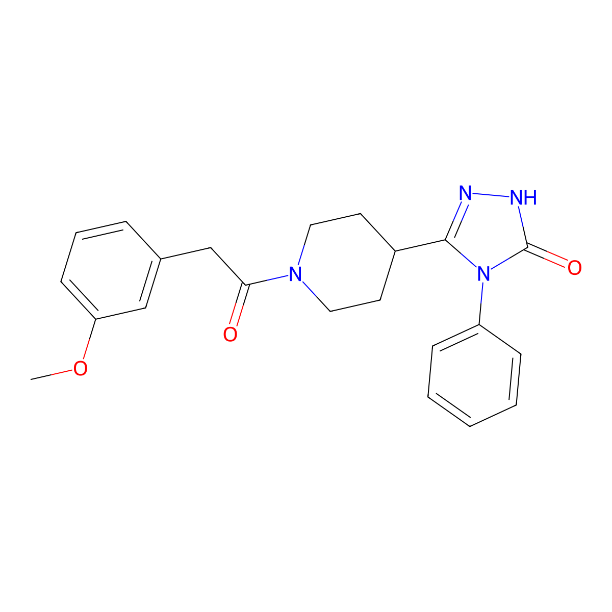 5-{1-[(3-methoxyphenyl)acetyl]piperidin-4-yl}-4-phenyl-2,4-dihydro-3H-1,2,4-triazol-3-one molecular structure, CAS 1775519-50-0